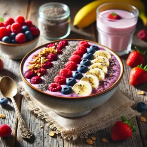 Ingredients: Berries, banana, yogurt, almond milk, granola, chia seeds. Why: Start the week light and refreshing with a nutrient-packed smoothie bowl that's visually delightful and energizing. 